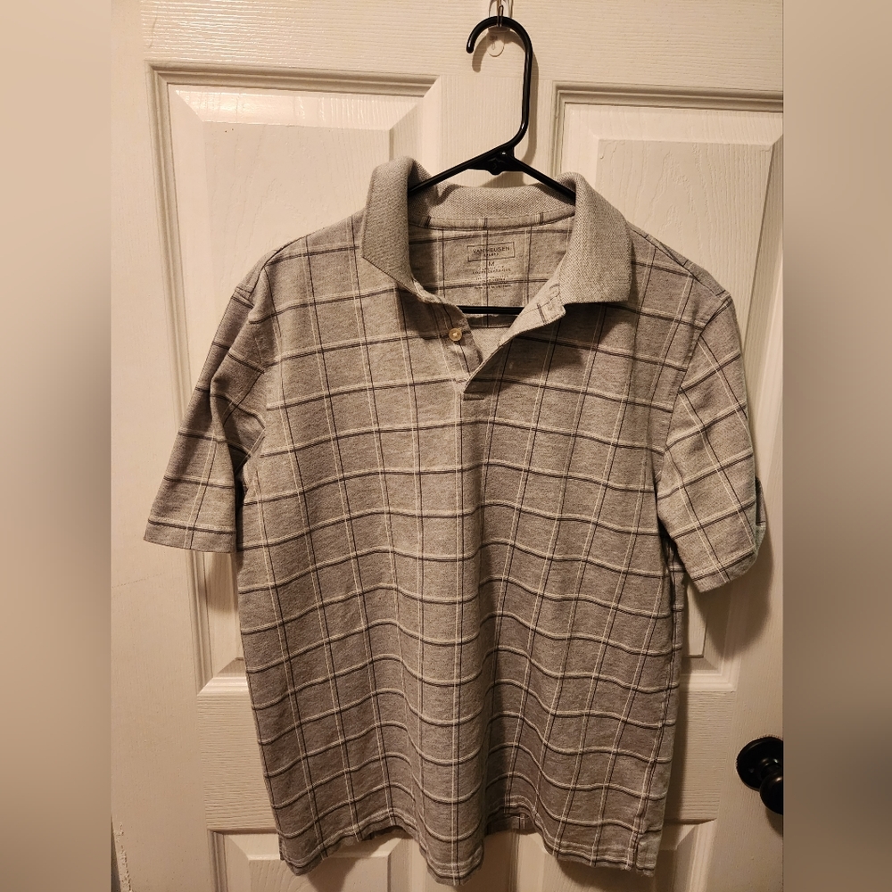 Van Heusen Grey Mens Short Sleeve Polo Size M